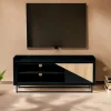ANINA Meubles Tv En Bois|Meuble TV 1 porte bois noir et blanc