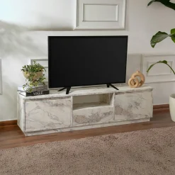 MARFA Meubles Tv En Bois|Meuble TV avec rangement - effet marbre