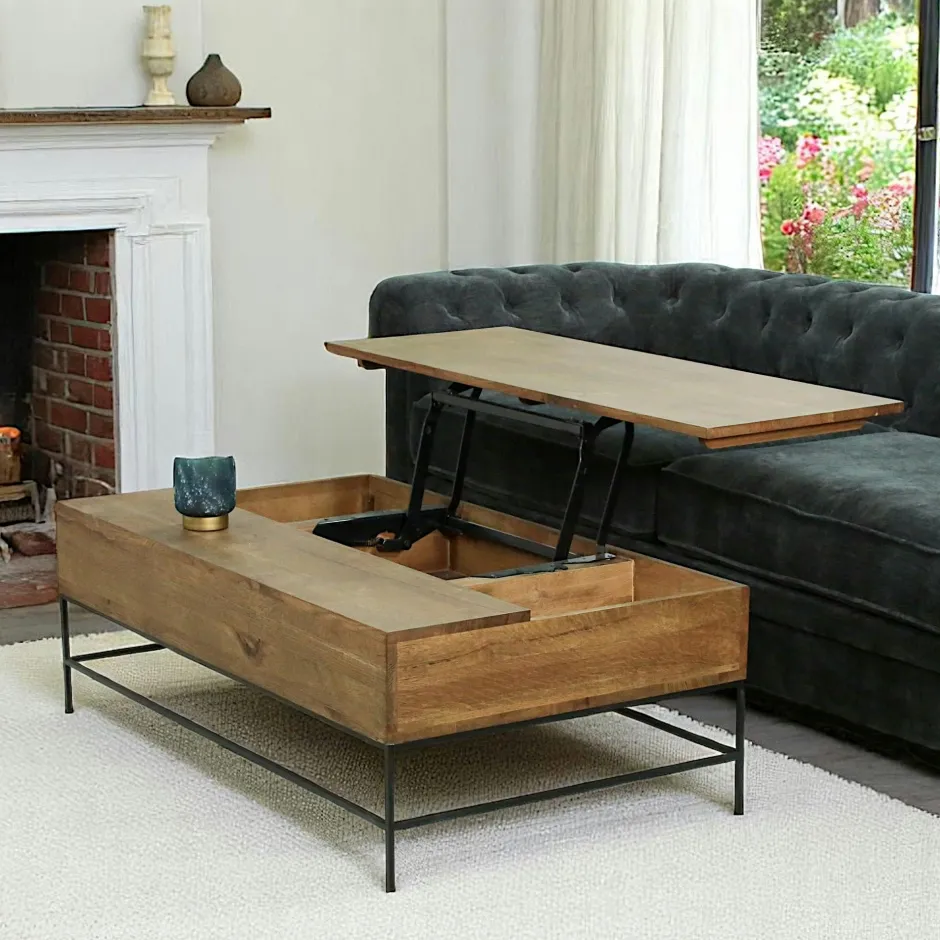 HUDSON Meubles Tv En Bois|Meuble tv contemporain chêne massif encadrement métal noir