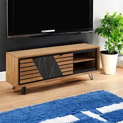 ESSEN Meubles Tv En Bois|Meuble tv design en bois de chêne finition miel, 2 portes