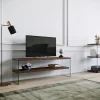 LHASA Meubles Tv En Bois|Meuble TV en bois brun et verre - 2 niveaux
