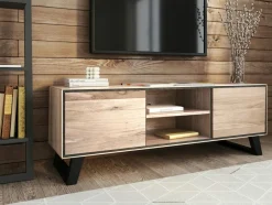 PALERME Meubles Tv En Bois|Meuble tv en bois de chêne huilé et pieds obliques