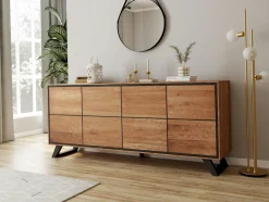 PALERME Meubles Tv En Bois|Meuble tv en bois de chêne huilé et pieds obliques