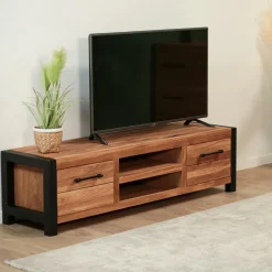 FERSCOTT 2 Meubles Tv En Bois|Meuble tv en chêne huilé