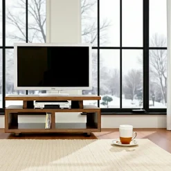 Helena Meubles Tv En Bois|Meuble TV hévéa 2 niches 120cm