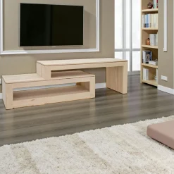 Helena Meubles Tv En Bois|Meuble TV hévéa 2 parties 126cm