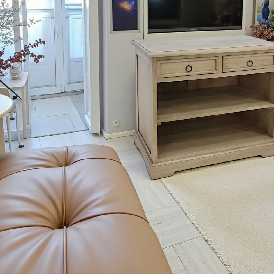 Tradition Meubles Tv En Bois|Meuble TV Hévéa 2 tiroirs, 2 niches 76x47x64cm