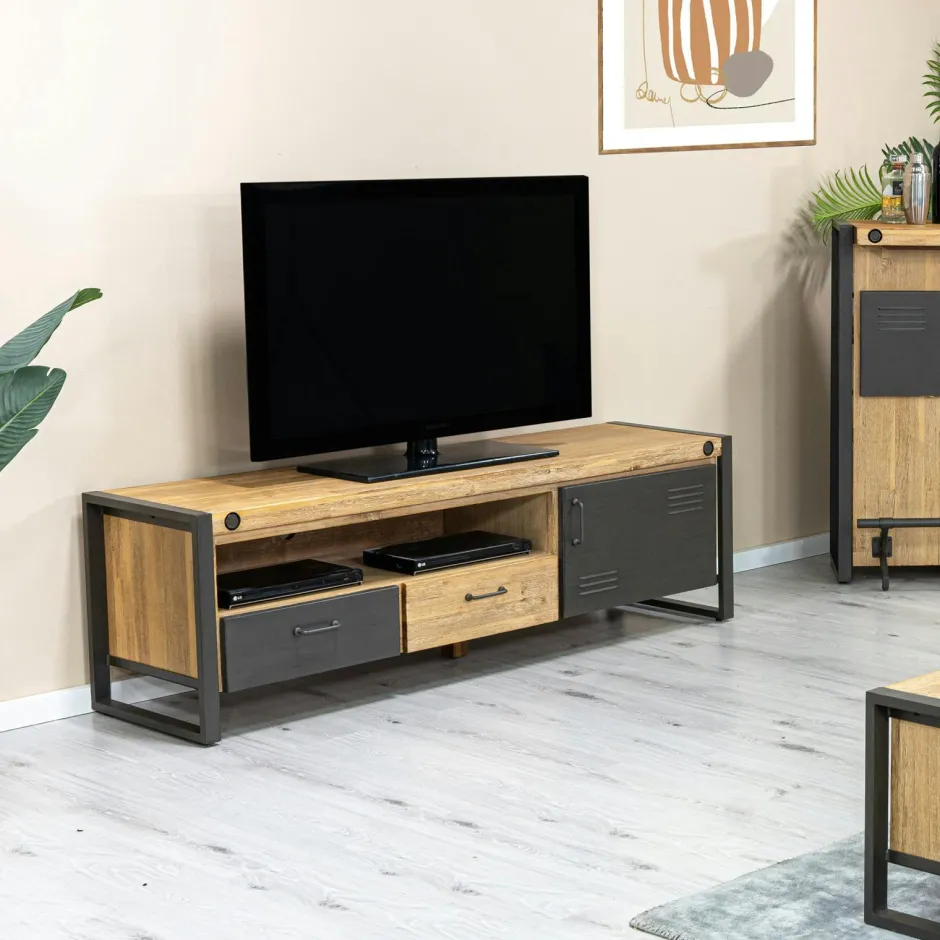 Brooklyn Meubles Tv Industriels|Meubles Tv En Bois|Meuble TV industriel bois métal boulons