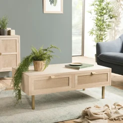 CORDOUE Meubles Tv En Bois|Meuble tv moderne toile de jute