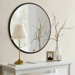 CODY Miroirs|Miroir d'entrée noir Ø60 cm - style contemporain