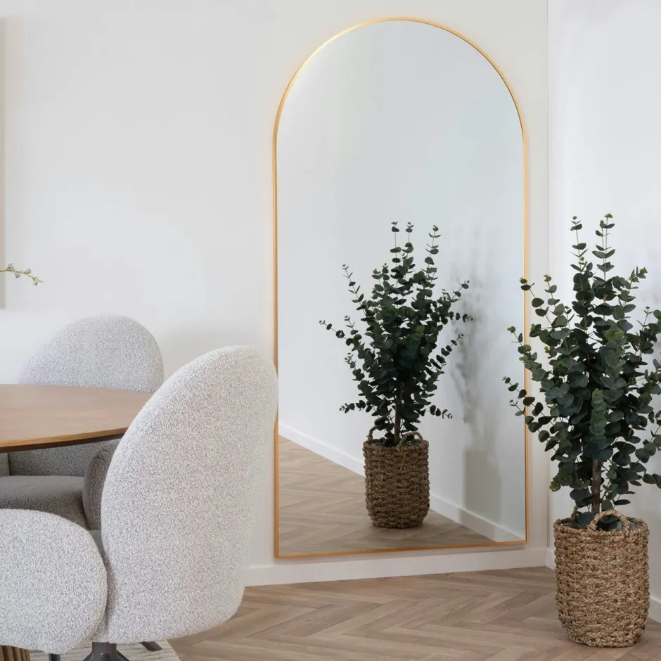 HILO Miroirs|Miroir d'entrée rond avec étagère en bois brun