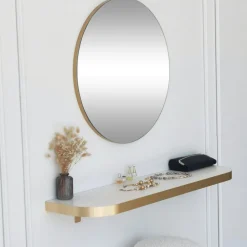 CODY Miroirs|Miroir d'entrée rond bord doré Ø60 cm - style moderne