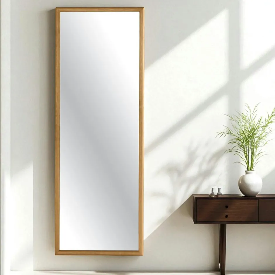 IENA Miroirs|Miroir d'entrée vertical - cadre bois clair 140 cm