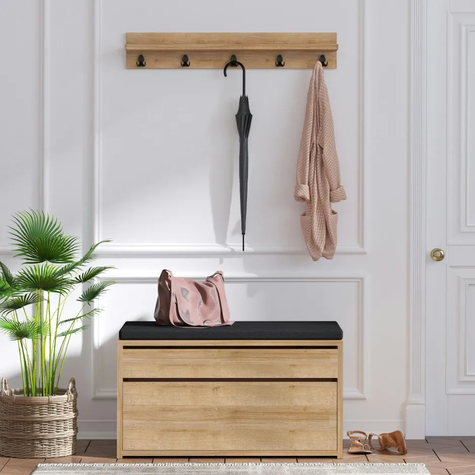 IENA Miroirs|Miroir d'entrée vertical - cadre bois clair 140 cm