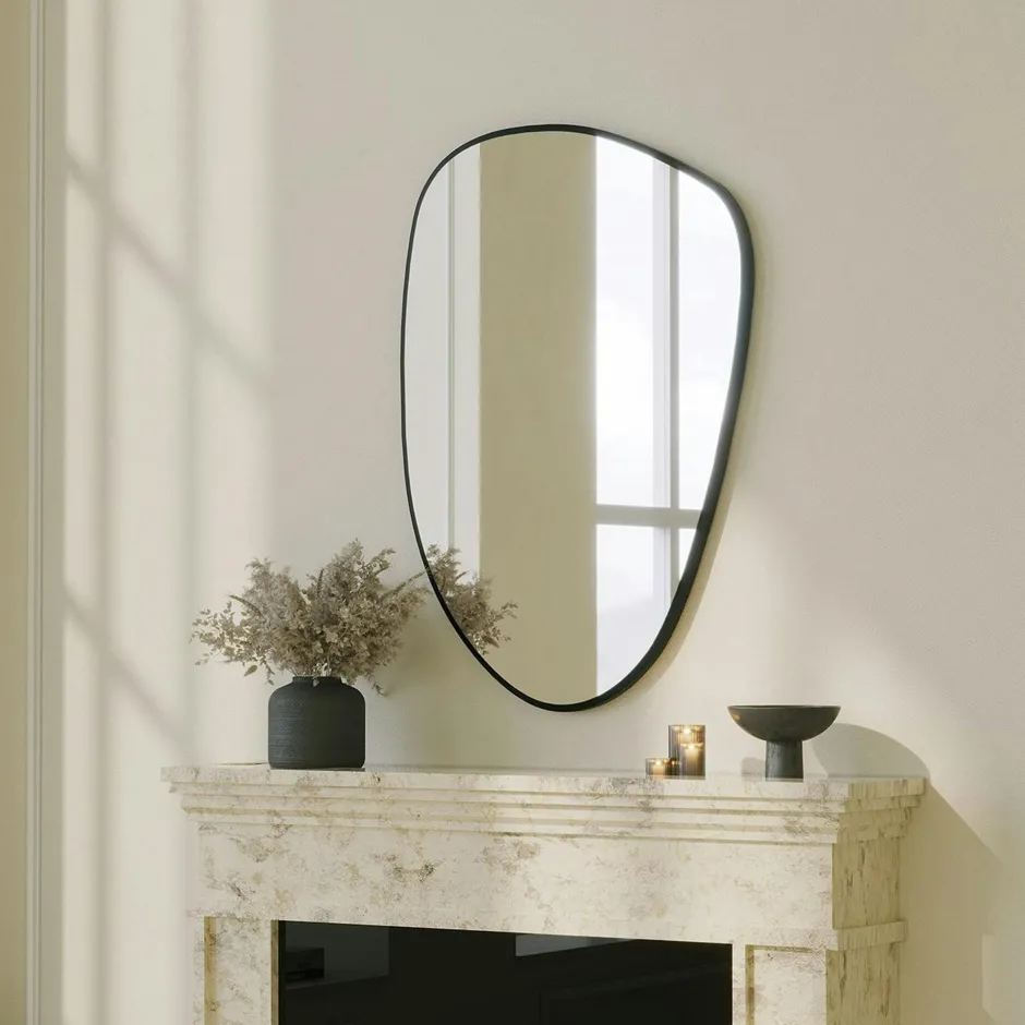 CODY Miroirs|Miroir design organique bord noir 91 cm, forme fluide