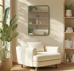 BAGAN Miroirs|Miroir fenêtre pin et métal vert