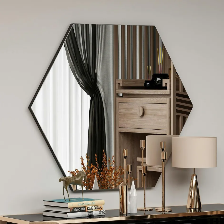 CODY Miroirs|Miroir mural design graphique - forme hexagonale