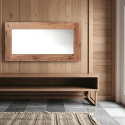 Fjord Miroirs|Miroir mural en bois naturel avec cadre épais - 150 cm