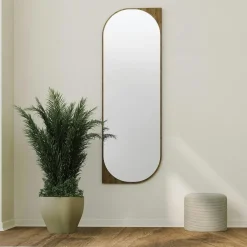 CODY Miroirs|Miroir mural plein pied effet noyer - forme capsule 152 cm