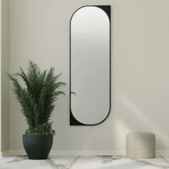 CODY Miroirs|Miroir mural plein pied effet noyer - forme capsule 152 cm