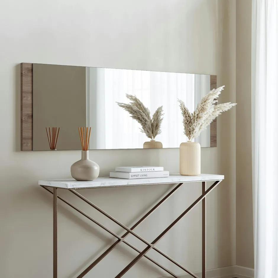 CODY Miroirs|Miroir mural rectangulaire effet noyer - 120 cm