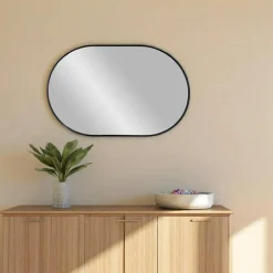 SEOUL Miroirs|Miroir ovale avec cadre noir 50x80 cm
