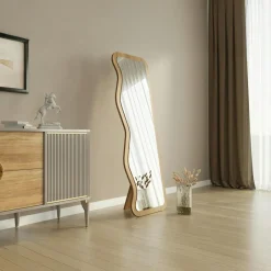 CODY Miroirs|Miroir plein pied blanc avec ondulations - style moderne