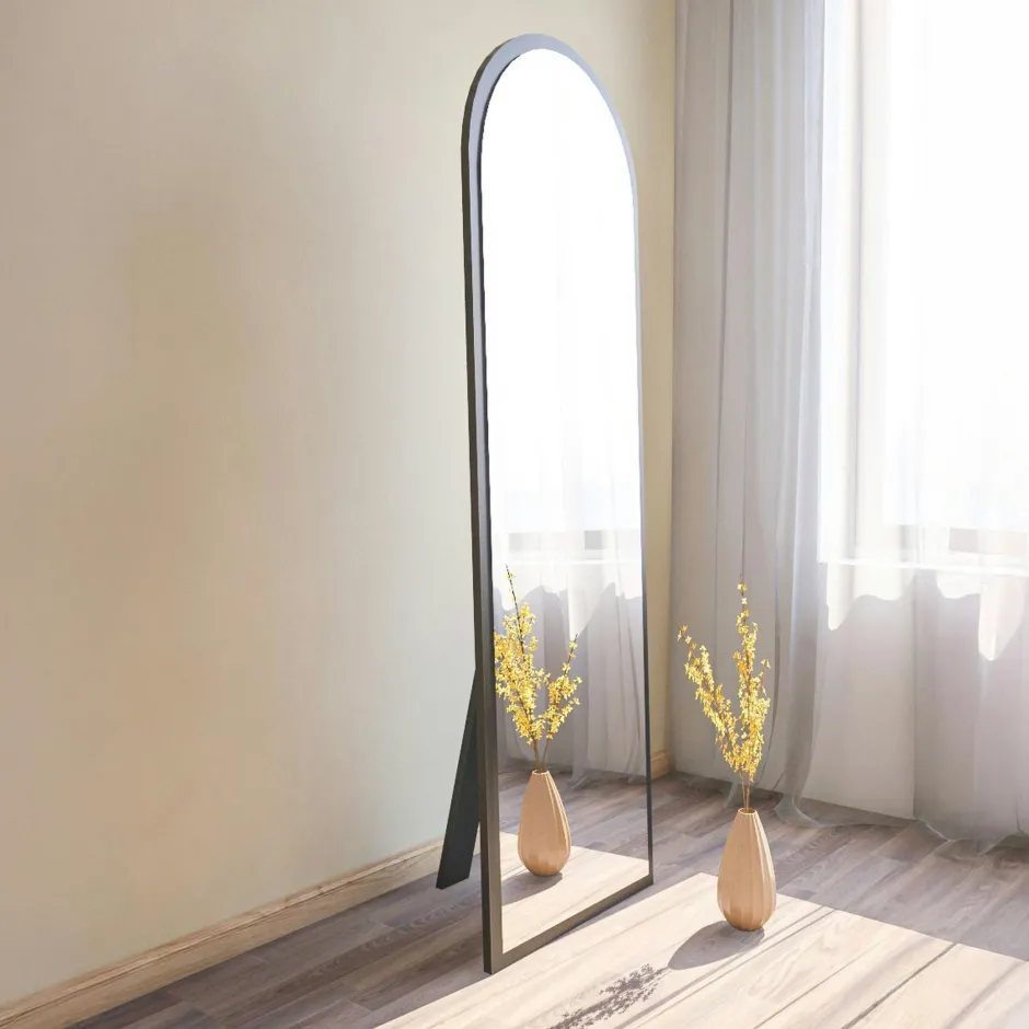 CODY Miroirs|Miroir plein pied moderne ovale effet bois clair, 160 cm