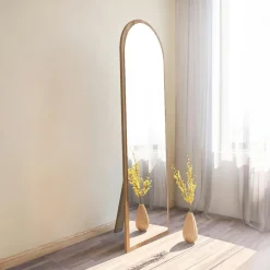 CODY Miroirs|Miroir plein pied moderne ovale effet bois noyer, 160 cm