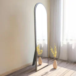 CODY Miroirs|Miroir plein pied moderne ovale effet bois noyer, 160 cm