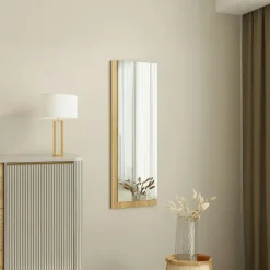 CODY Miroirs|Miroir rectangulaire mural demi-cadre effet bois 120 cm