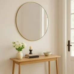 SEOUL Miroirs|Miroir rond avec cadre doré ø100 cm
