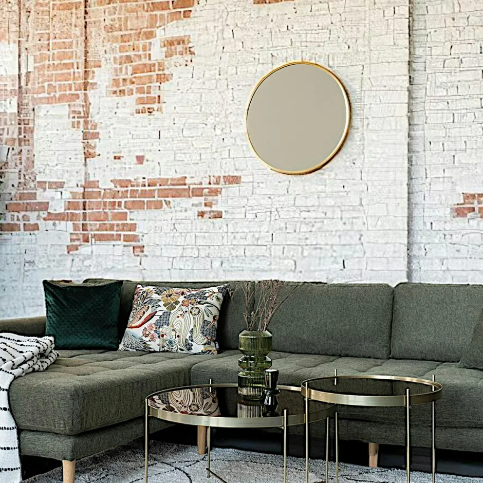 SEOUL Miroirs|Miroir rond avec cadre en aluminium doré ø60 cm