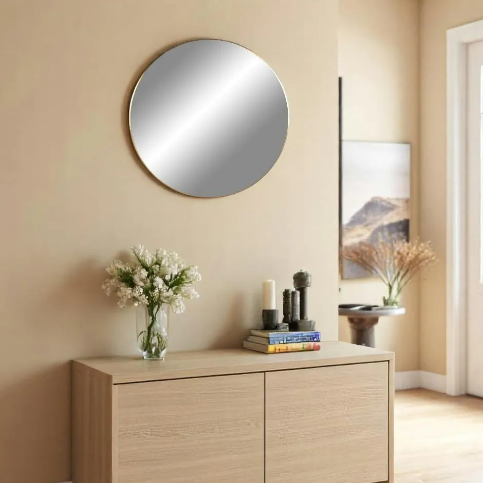 SEOUL Miroirs|Miroir rond avec cadre noir ø80 cm