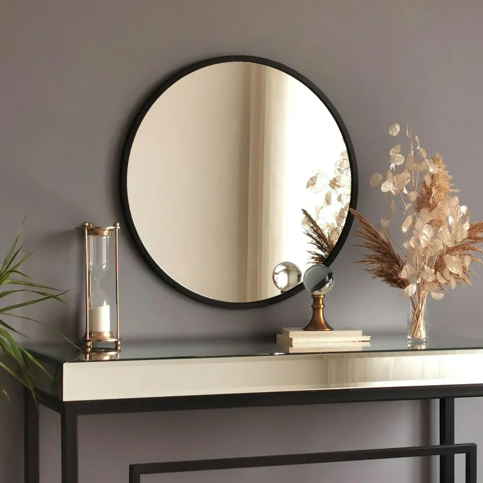 CODY Miroirs|Miroir rond noir Ø60 cm - style moderne