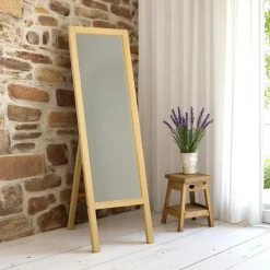 HILO Miroirs|Miroir vertical sur pied - bois brun, 2 crochets