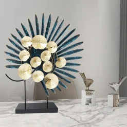 Univers Déco·Design Contemporain|Décorations Murales|Objet déco à poser feuille de palmier ton bleu et or