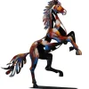 Objets Décoration·Figurines / Statues|Objet déco salon cheval cabré métal peint