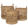 Rangements Déco·Paniers / Boîtes De Rangement|Caches-Pots|Panier cache-pot rond avec poignées, tressage ajouré (lot de 3)