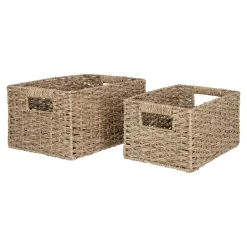 Rangements Déco·Paniers / Boîtes De Rangement|Vannerie Rotin|Panier de rangement avec poignées, tressage en jonc de mer (lot de 2)