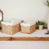 Rangements Déco·Paniers / Boîtes De Rangement|Vannerie Rotin|Panier de rangement avec poignées et doublure tissu (lot de 2)