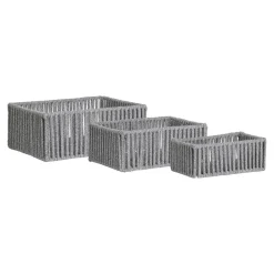 Rangements Déco·Paniers / Boîtes De Rangement|Vannerie Rotin|Panier de rangement déco en coton gris et blanc (lot de 3)