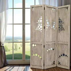 Olga Meubles De Chambre·Paravents|Paravent bois hévéa bulles 170cm