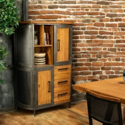 CAIRNS Univers Déco·Loft Industriel|Buffets Industriels|Petit buffet salon porte coulissante