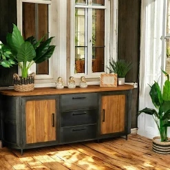 CAIRNS Univers Déco·Loft Industriel|Buffets Industriels|Petit buffet salon porte coulissante