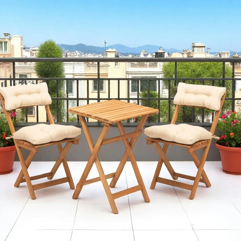 SORA Salons De Jardin·Ensemble Repas|Tables De Jardin|Petit salon de jardin 2 places - pliant, confort