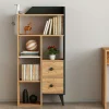 MARFA Bibliothèques En Bois|Bibliothèques En Bois|Petite bibliothèque de chambre effet bois, 2 tiroirs