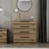 BYRON Commodes En Bois|Petite commode moderne 4 tiroirs effet bois de noyer