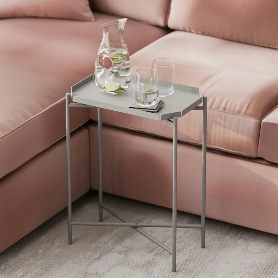 SFAX Bouts De Canapé En Métal|Petite table d’appoint noire - structure ronde, métal