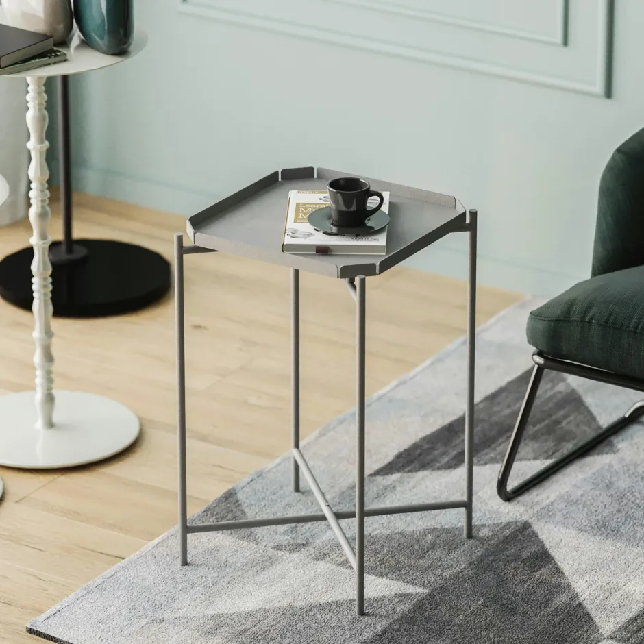 SFAX Bouts De Canapé En Métal|Petite table d’appoint noire - structure ronde, métal